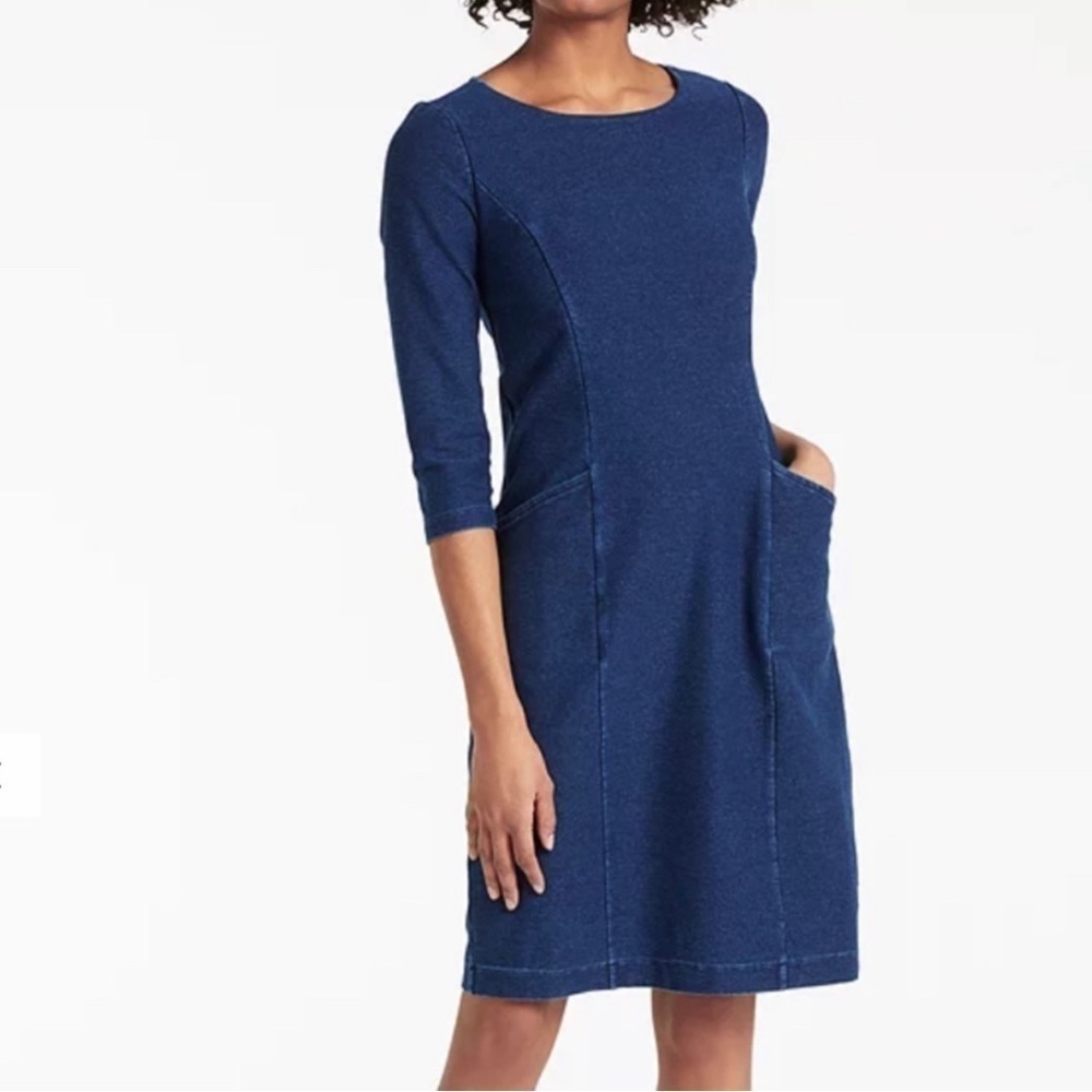 Boden Navy Blue Quarter Length Sleeve Knee Length Dress US 4L